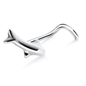 Polished Fish Silver Curved Nose Stud NSKB-84